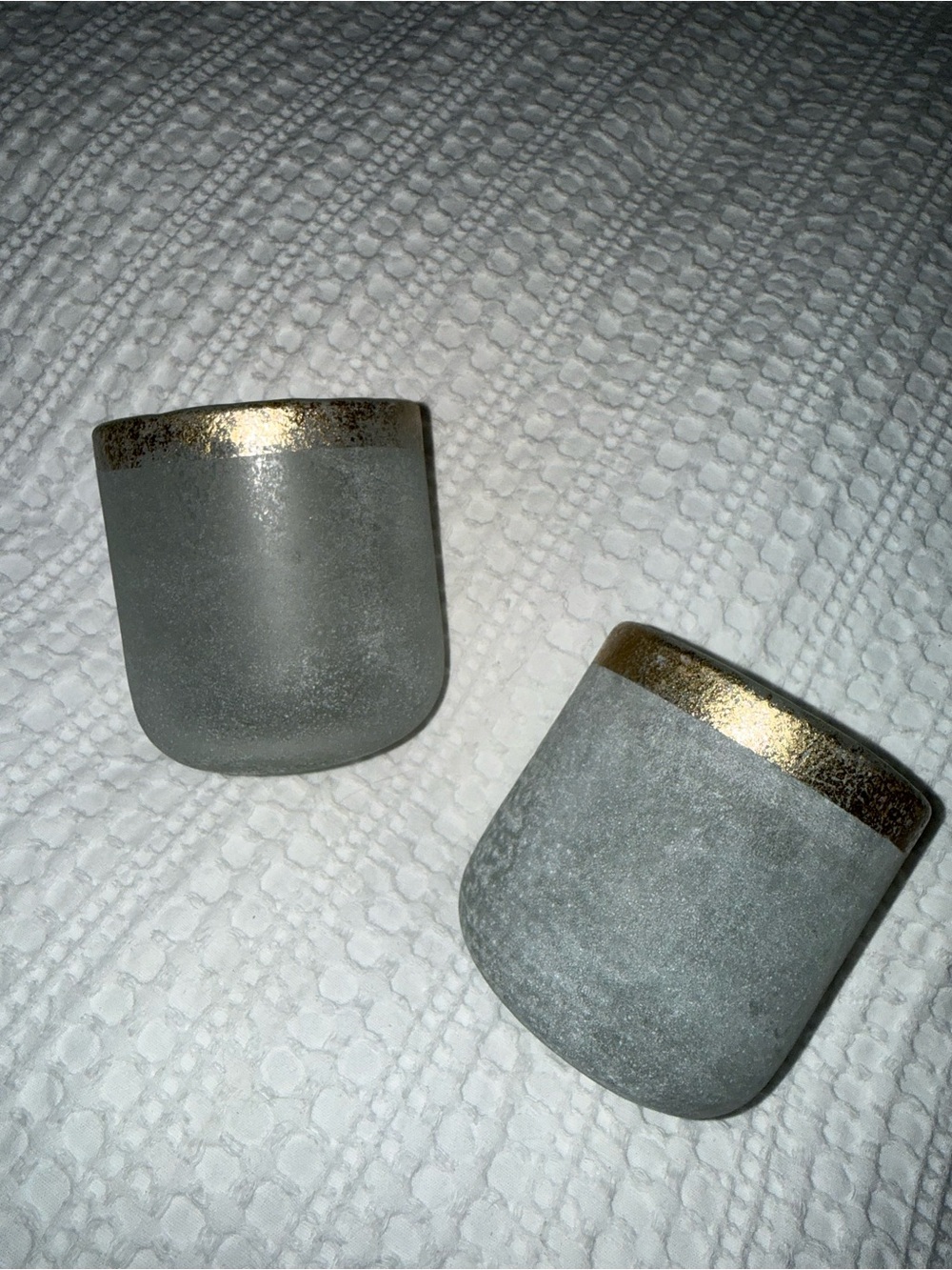 Pottery barn Frosted Gold Rim Glasses X 2 NEW